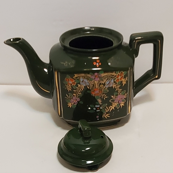 Vintage Olive Green Teapot Hand Painted in Japan - Picture 4 of 7